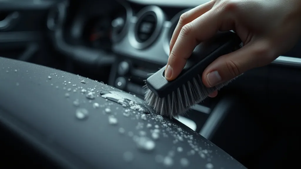 Detailed close-up of a car interior being cleaned with a pro